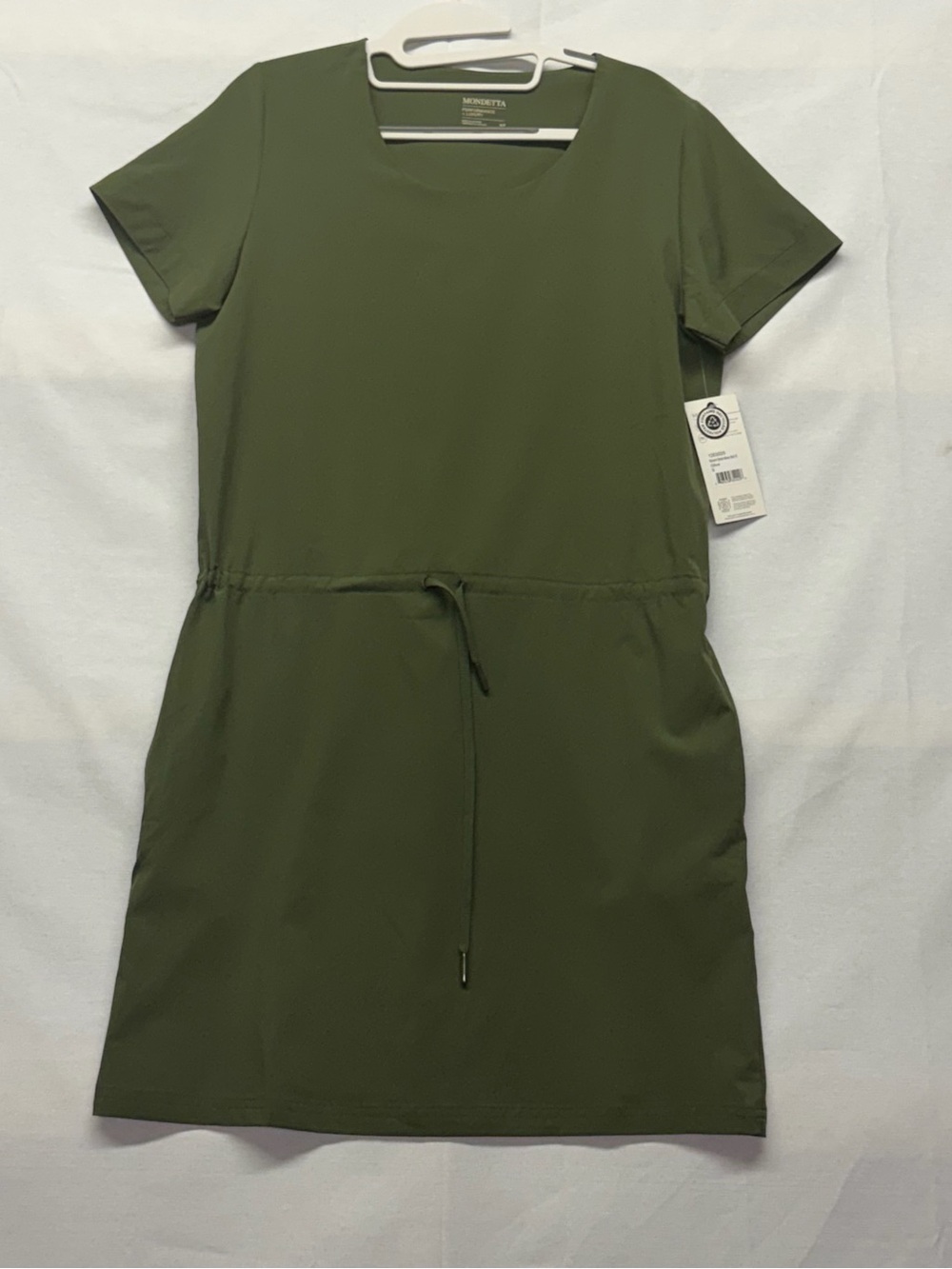 Mondetta Olive Green Short Sleeve Drawstring Waist Dress size small